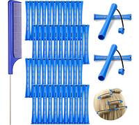 48 Pezzi Permanenti Capelli 0,35 Pollice/0,9 cm Asta di Onda Fredda Aste di Perm in Plastica Bigodini Rulli di Capelli con Pettine di Coda in Acciaio Pettine di Ratto Blu
