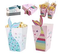 48 Pezzi Scatola per Popcorn, Scatole Popcorn, Contenitori Popcorn, Carta Creativa Borsa di Popcorn, Scatole di Popcorn a Sirena, per Compleanni Feste a Tema Cinema Serate di Carnevale (Rosa e Blu)