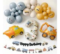 48 pezzi Set di palloncini da costruzione, include palloncini a forma di numeri in foil color crema, adatto per decorazioni di feste di compleanno, festa di nascità Numero 4,Numero 3,Numero 2,Numero 1