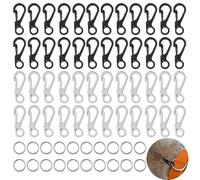 48 piccoli mini moschettoni da 2,5 cm SF piccoli ganci a scatto a molla portachiavi con 20 anelli piatti in metallo per portachiavi Paracord set per chiavi, zaino, pesca, campeggio all'aperto