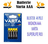 48 X BATTERIA MINI STILO AAA R03 ZINCO-CARBONE BATTERIE MINI-STILO 1.5V BLISTER-