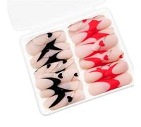 48 Press On Nails French Tips Mandorla Stick On Con Cuore Disegni Accessori Per Le Donne Donna Nail Fashion