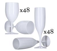 48 Prosecco Fluttini, 48 Vino Occhiali Bianco (Confezione Di 96) Riusabile Forte