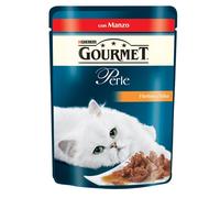 48 PURINA GOURMET LE PERLE CIBO PER GATTI MANZO 85gr FILETTINI SALSA CROCCANTINI