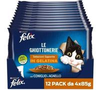 48 Pz 85g Purina Felix Le Ghiottonerie Cibo Umido per Gatti CONIGLIO AGNELLO