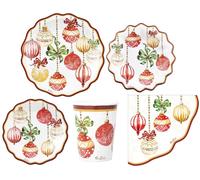 48 pz coordinato NATALE CHRISTMAS DECO' piatti bicchieri tovaglioli addobbo tavo