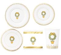 48 pz coordinato NATALE JOYEUX NOEL piatti bicchieri tovaglioli addobbo tavola