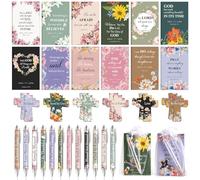 48 regali cristiani per le donne includono versi biblici, quaderno, penna scrittura, segnalibro magnetico a croce segnalibro, sacchetto di organza, diario religioso ispiratore, per chiesa, scuola