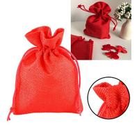 48 SACCHETTI JUTA ROSSI BOMBONIERE CONFETTI COMPLEANNI MATRIMONIO REGALI 7x9 cm