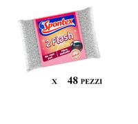 48 SPUGNE SPONTEX 2 FLASH Cuscinetti Morbida Fibra plastica +alluminio NO GRAFFI