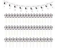 48 stuzzicadenti per decorazioni calcistiche, 1 bandierina, toppers per cupcake, inserti decorativi per torte calcistiche, inserti per stuzzicadenti a tema calcistico