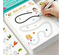 48 temi Quaderno di esercizi di scrittura riutilizzabile per bambini con penna e gomma, libro di pratica di scrittura prescolare, migliora il controllo della penna e la concentrazione, ottimo regalo d