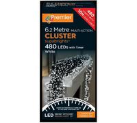 480 Luci Di Natale A LED Multifunzione Bianche A Cluster Con Timer - PREMIER