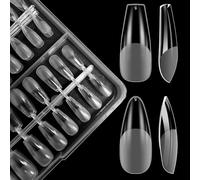 480 pezzi Coffin & Almond Press on Nails Punte per unghie finte con 12 dimensioni, unghie trasparenti staccabili per il fai da te, il salone di casa o i regali, unghie in gel morbide riutilizzabili