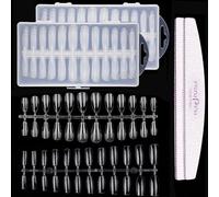 480 pezzi Press On Nails, 2 scatole trasparenti e semi-opache Soft Gel Tips, copertura completa, a forma di mandorla, per unghie francesi, ideali per fai da te, salone di unghie, estensione (2 lime