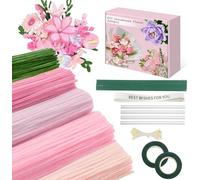 480 pulitori per pipa fai da te, multicolore, con steli di fiori di ciniglia, nastro da giardino, nastro, carta da imballaggio, idee per l'attività artistica (tulipano)