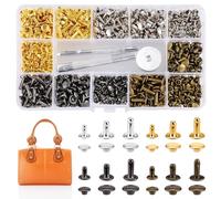 480 Set Rivetti per Cuoio 3 Taglie Rivetti di Pelle Doppio Tappo Tubolare Ribattini per Cuoio Rivettato Viti in Metallo con 3 Pezzi Strumento di Fissaggio Rivetti Cuoio per Vestiti Choker Scarpe