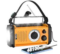 48100mWh Crank Emergency Weather Radio, Manovella Solare NOAA/AM/FM Radio, Portatile Dynamo Radio, Torcia & Lampada da Lettura, SOS, Jack Auricolari, Bussola per uragano tempesta Campeggio Outdoor