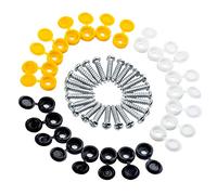 48PCS Kit di Tappi Coprivite Incernierato in Plastica con Vite, Bianca Nero Giallo Ripiegabile Coprivite, Tappo per Viti a Scatto e Vite Set per Armadi, Mensole, Targa Dell'automobile