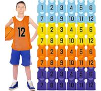 48Pcs Pinnies Sport di Squadra Gioventù Scrimmage Vest Calcio Allenamento Bavaglini Reversibili Numerati Calcio Pratica Maglie per Giovani Bambini