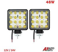 48w 16 LED 12v 24v Lavoro Nebbia Faretto Luce Square 2X Lampade Off-Road, Barca