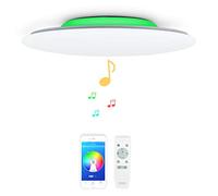 48W Φ50cm Musica Plafoniera Led Bluetooth Altoparlante con Telecomando,Lampada da Soffitto Cambia Colore Regolabile,Moderno Smart RGB Illuminazione Interni per Camera da Letto Cucina Soggiorno Bagno