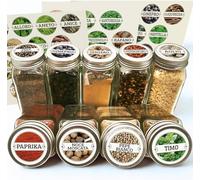 49 Etichette Erbe e Spezie Ø 35 mm Made in Italy in plastica, adesivo extra permanente, Impermeabili, Lavabili per Vasetti, Barattoli e Contenitori Dispensa Cucina, Nomi Spezie ben Leggibili (Bianco)