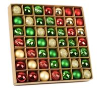 49 PCS Baubles di Natale Rosso Oro Verde Set - 3cm Plastica Albero di Natale Gancio Piccolo per Decorazioni, Mini Deco