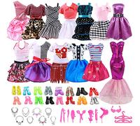 49 pezzi vestiti Compatibili con bambole 11 vestiti + 20 scarpe + 5 catene + 5 grucce + 1 bicchieri + 7 set parrucchieri, accessori gioielli abiti per bambole da 11,5 pollici (Stile Casuale)