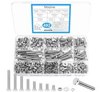492 Pezzi Set Viti M5 in Acciaio Inossidabile, Set Viti e Dadi Metrici, Assortimento Viti Filettate M5 con Rondelle, Viti Esagonali per Macchine, Riparazioni e Fai-da-Te