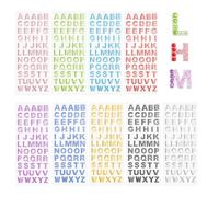 495 adesivi glitterati con lettere dell'alfabeto, 9 fogli da 1,5 cm, dalla A alla Z, con strass, autoadesivi, con cristalli adesivi, lettere ABC lucide, per scrapbooking, creazione di biglietti,