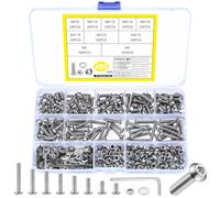 495 Pz Set di Viti M4, Bulloni e Dadi e Rondelle Kit, Viti a Testa Cilindrica con Esagono Incassato con Dado, Bulloni a Testa Tonda Bombata in Acciaio Inox(M4)