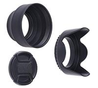 49mm 2 Paraluce: Tulipani Fiore + Gomma (Ripiegabile) - 1 Tappo per Lenti - Riduce Riflesso e Abbaglio Lente - Blocca la Luce Solare in Eccesso per Migliori Fotografie e Riprese Video