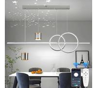 49W Lampada Sospensione LED, Lampadario Cielo Stellato con APP, Argento | Moderni, Dimmerabile con Telecomando, Altezza 120 cm Regolabile, Controllo Indipendente, Lampadari per Sala da Pranzo, Cucina