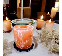 4All Bruciatore per lampada a olio di sale rosa dell'Himalaya, con supporto in metallo, bruciatore di cera
