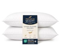4All Coppia di cuscini in piuma d'oca da 1200 g/m², imbottitura extra, ipoallergenico, supporto per testa e collo, per chi dorme sul fianco, comodo cuscino per chi dorme di lato (confezione da 2)