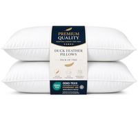 4All Cuscini in piuma d'anatra, 1200 g/m², confezione da 2, ipoallergenici, per supporto testa e collo, comodi cuscini per letto (confezione da 2)
