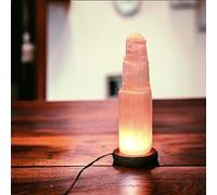 4All Selenite Crystal Rock - Lampada a LED con USB, realizzata a mano, multicolore, per energia spirituale e guarigione, meditazione, decorazione per la casa, idea regalo, base in legno minerale (20