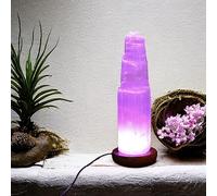 4All Selenite Crystal Rock - Lampada a LED con USB, realizzata a mano, multicolore, per energia spirituale e guarigione, meditazione, decorazione per la casa, idea regalo, base in legno minerale (30