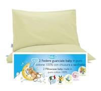 4BABIES-Federa Cuscino 50x30 Bambino- Set 2 Federe per cuscino lettino e culla 100% PURO COTONE Made in Italy - Chiusura a busta - Certificato OEKO-TEX - Biancheria da letto per bambini - VERDE