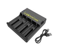 4Bay 18650 - Scatola di ricarica per batterie da 3,7 V, 18650/26650, 21700/16340, 14500, 10400/16650, 14650, protezione da cortocircuito, caricabatterie