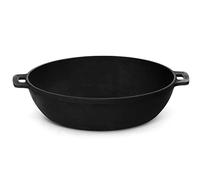 4BIG.fun Casseruola in ghisa, 26 cm, padella in ghisa, a induzione, adatta per barbecue a gas, forno, focolare e tutti i piani cottura, con induzione