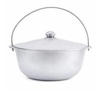 4BIG.fun Kazan - Pentola girevole in alluminio con manico, coperchio e supporto, 2 l - Argento