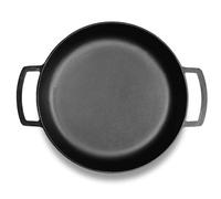 4BIG.fun Padella in ghisa Ø 34 cm con due manici da portata - Padella adatta per barbecue a gas, forno, braciere, tutti i piani cottura con induzione