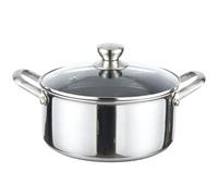 4BIG.fun Pentola Ø 24 cm, in acciaio inox con coperchio in vetro, 4 l, antiaderente a nido d'ape, per la carne e per l'induzione, resistente al forno, rivestimento antiaderente a nido d'ape