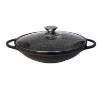 4BIG.fun Wok - Padella antiaderente per wok, 40 cm, coperchio in vetro Asia