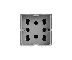 4Box 4B.G14.H21 Presa Multistandard 1 Schuko o 2 Bipasso Compatibile con Gewiss Chorus, 250 V, Argento