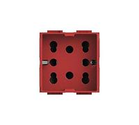 4Box 4B.LR.H21 Presa Multistandard 1 Schuko o 2 Bipasso Compatibile con Bticino Livinglight, 250 V, Rosso