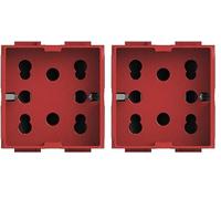 4Box 4B.LR.H21 Presa Multistandard 1 Schuko o 2 Bipasso Compatibile con Bticino Livinglight, 250 V, Rosso (Confezione da 2)