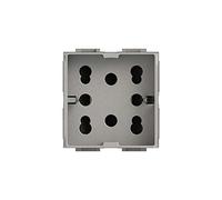 4Box 4B.NT.H21 Presa Multistandard 1 Schuko o 2 Bipasso Compatibile con Bticino Livinglight, 250 V, Argento